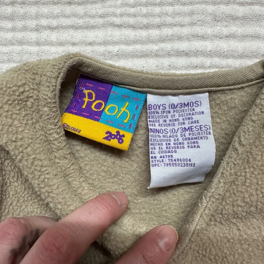 Vintage Y2K Winnie The Pooh Fleece Vest Embroidered Pooh Bear 0/3m Disney